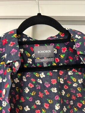 Bonobos Navy Floral Shirt with Pink, White & Yellow Accents